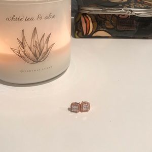 Rose Gold Square Crystal Earrings